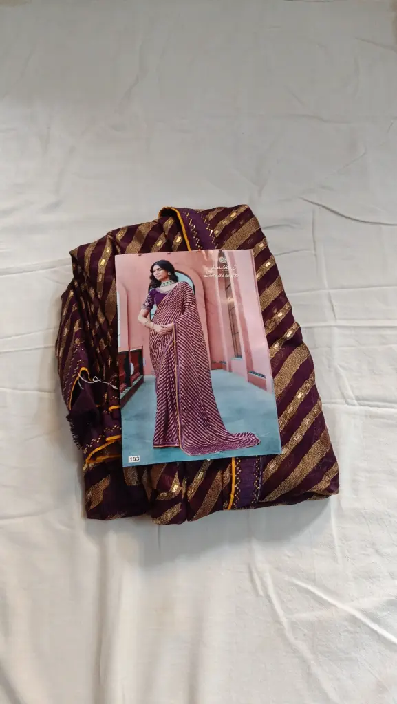 ✨ Elegant Purple & Gold Striped Banarasi Saree with Blouse Piece | Traditional Party Wear Saree for Women with blouse
